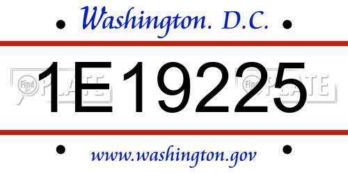 1E19225 District Of Columbia License Plate