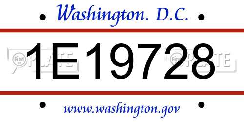 1E19728 District Of Columbia License Plate