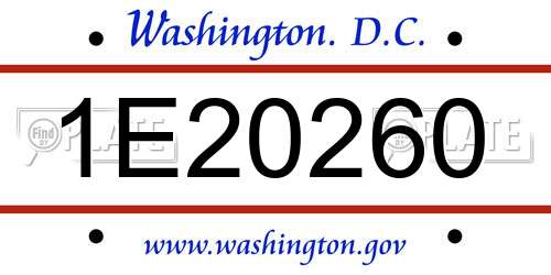 1E20260 District Of Columbia License Plate