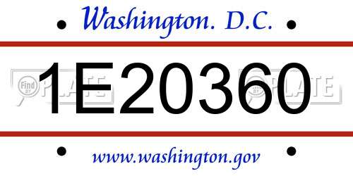 1E20360 District Of Columbia License Plate