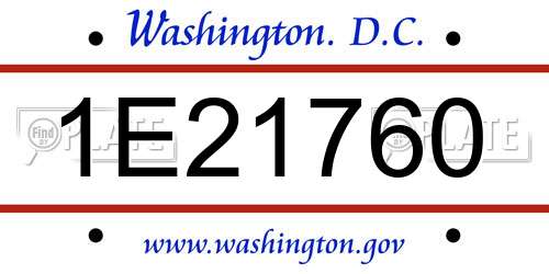 1E21760 District Of Columbia License Plate