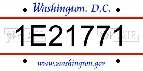 1E21771 District Of Columbia License Plate