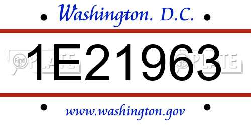 1E21963 District Of Columbia License Plate