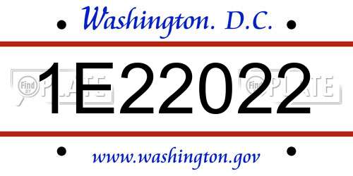 1E22022 District Of Columbia License Plate