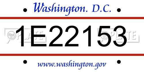 1E22153 District Of Columbia License Plate