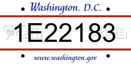 1E22183 District Of Columbia License Plate