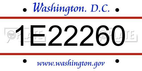 1E22260 District Of Columbia License Plate