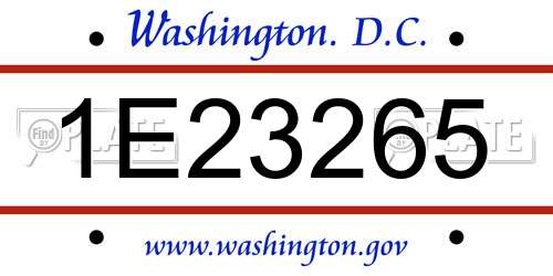 1E23265 District Of Columbia License Plate