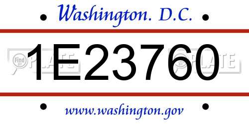 1E23760 District Of Columbia License Plate