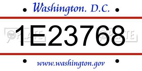 1E23768 District Of Columbia License Plate