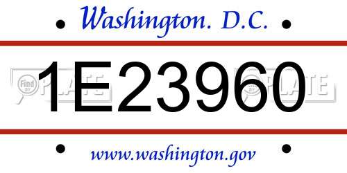 1E23960 District Of Columbia License Plate