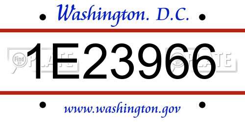 1E23966 District Of Columbia License Plate