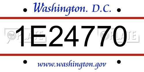 1E24770 District Of Columbia License Plate