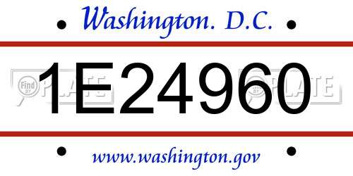 1E24960 District Of Columbia License Plate