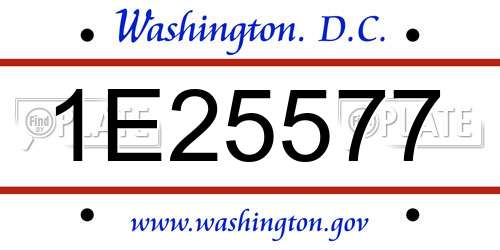 1E25577 District Of Columbia License Plate