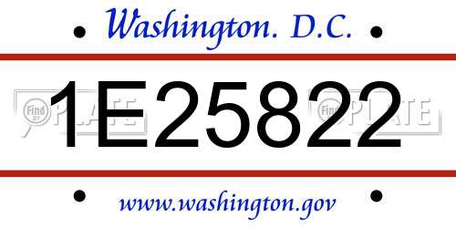 1E25822 District Of Columbia License Plate
