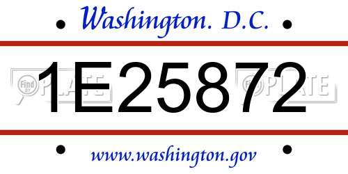 1E25872 District Of Columbia License Plate
