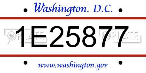 1E25877 District Of Columbia License Plate