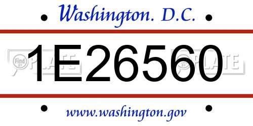 1E26560 District Of Columbia License Plate
