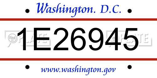 1E26945 District Of Columbia License Plate