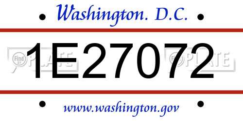 1E27072 District Of Columbia License Plate