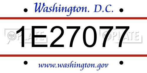 1E27077 District Of Columbia License Plate