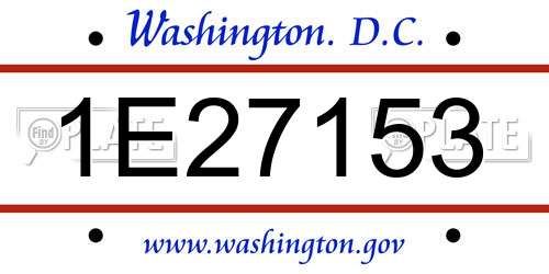 1E27153 District Of Columbia License Plate