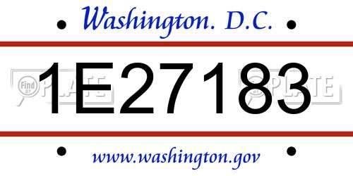 1E27183 District Of Columbia License Plate