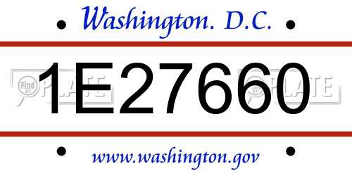 1E27660 District Of Columbia License Plate