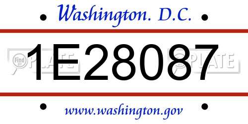1E28087 District Of Columbia License Plate