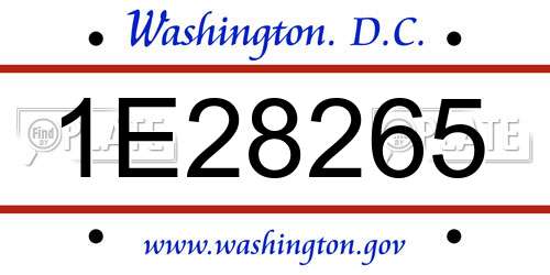 1E28265 District Of Columbia License Plate