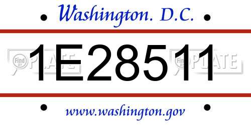 1E28511 District Of Columbia License Plate