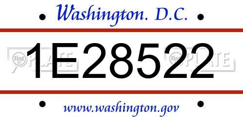 1E28522 District Of Columbia License Plate