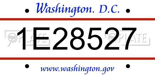 1E28527 District Of Columbia License Plate