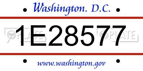 1E28577 District Of Columbia License Plate