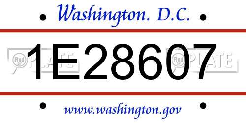 1E28607 District Of Columbia License Plate