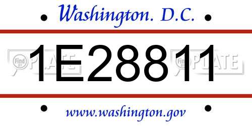 1E28811 District Of Columbia License Plate