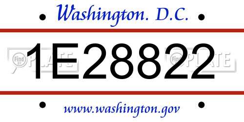 1E28822 District Of Columbia License Plate