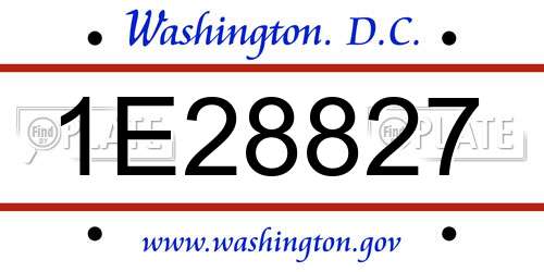 1E28827 District Of Columbia License Plate