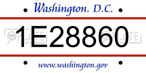 1E28860 District Of Columbia License Plate