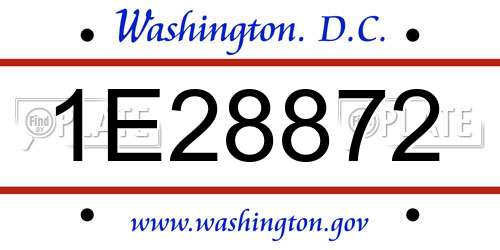 1E28872 District Of Columbia License Plate