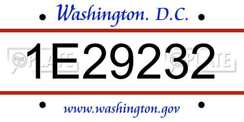1E29232 District Of Columbia License Plate