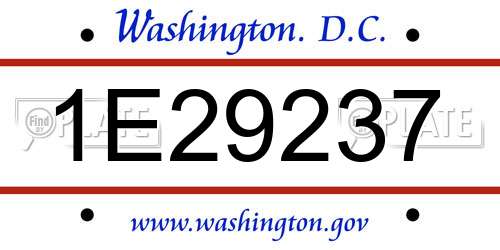 1E29237 District Of Columbia License Plate