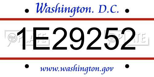 1E29252 District Of Columbia License Plate