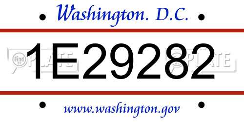1E29282 District Of Columbia License Plate