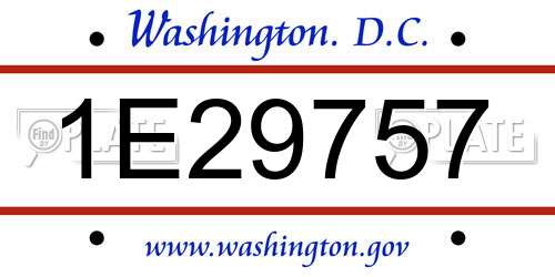 1E29757 District Of Columbia License Plate