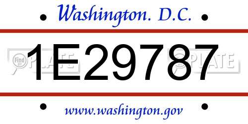 1E29787 District Of Columbia License Plate