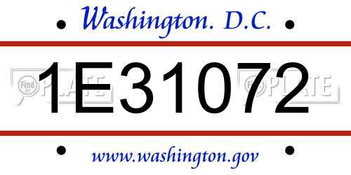 1E31072 District Of Columbia License Plate