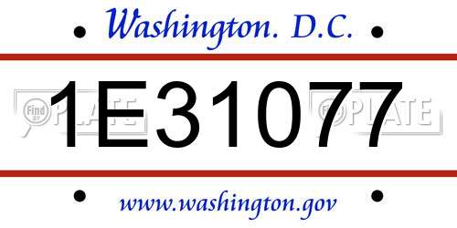1E31077 District Of Columbia License Plate