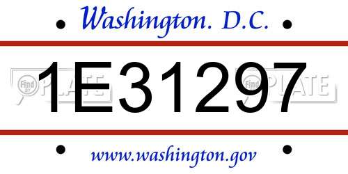 1E31297 District Of Columbia License Plate